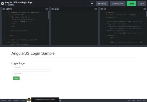 
                            12. AngularJS Simple Login Page - CodePen