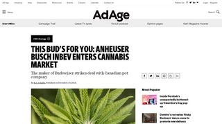 
                            8. Anheuser Busch InBev enters cannabis market | CMO Strategy - Ad Age