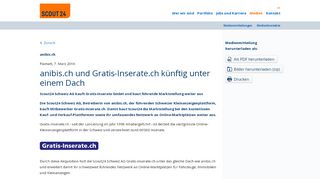 
                            3. anibis.ch und Gratis-Inserate.ch künftig unter einem Dach | Scout24