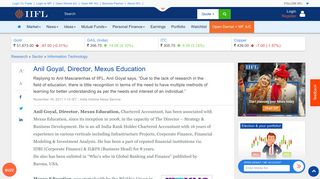
                            2. Anil Goyal, Director, Mexus Education - IndiaInfoline