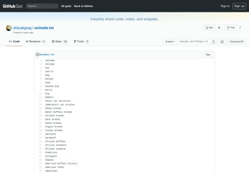 
                            10. animals.txt · GitHub