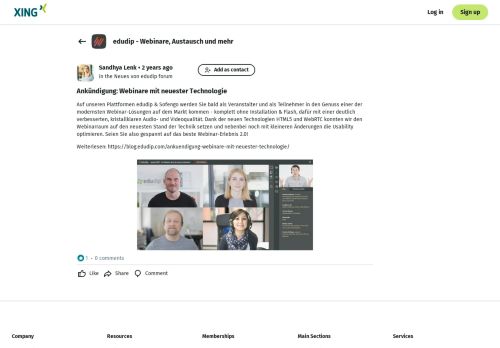 
                            7. Ankündigung: Webinare mit neuester Technologie - edudip ... - Xing