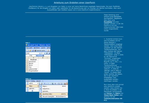 
                            11. Anleitung 010, Erstellen einer UserForm - Excelbeispiele.de