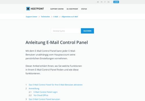 
                            6. Anleitung E-Mail Control Panel - Hostpoint Support Center