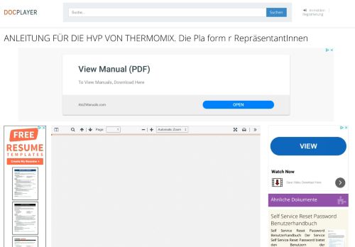 
                            7. ANLEITUNG FÜR DIE HVP VON THERMOMIX. Die Pla form r ...