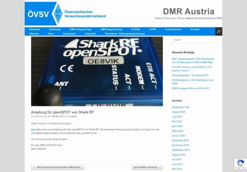 
                            6. Anleitung für openSPOT von Shark RF – DMR Austria