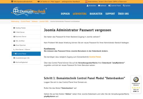 
                            13. Anleitung Joomla Administrator Passwort zurücksetzen - Domaintechnik