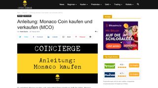 
                            3. Anleitung: Monaco Coin kaufen und verkaufen (MCO) | Coincierge.de