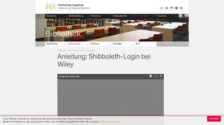 
                            6. Anleitung: Shibboleth-Login bei Wiley - Hochschule Augsburg