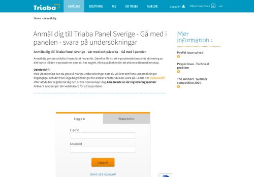 
                            3. Anmäl dig till Triaba Panel Sverige - Gå med i panelen - svara på ...