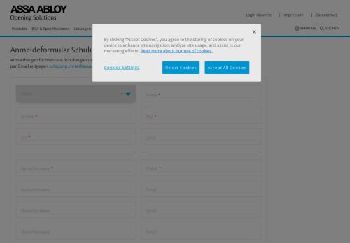 
                            13. Anmeldeformular Schulung - ASSA ABLOY (Schweiz) AG