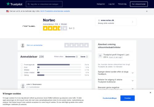 
                            7. Anmeldelser af Nortec | Læs kundernes anmeldelser af www.nortec.dk