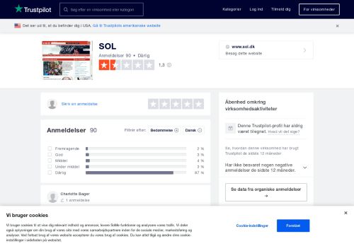 
                            8. Anmeldelser af SOL | Læs kundernes anmeldelser af www.sol.dk