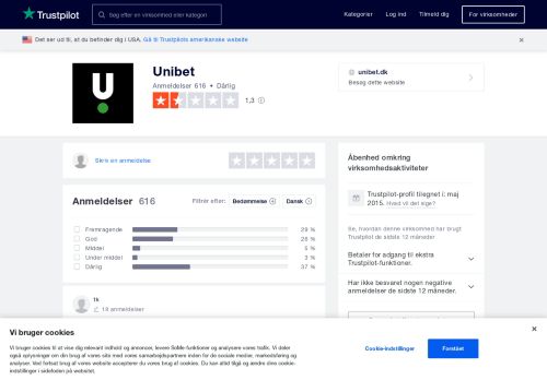 
                            13. Anmeldelser af Unibet | Læs kundernes anmeldelser af unibet.dk