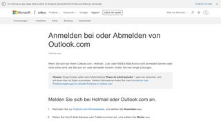 
                            1. Anmelden bei oder Abmelden von Outlook.com - Outlook