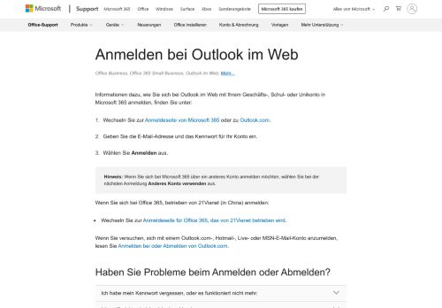 
                            3. Anmelden bei Outlook im Web - Office-Support