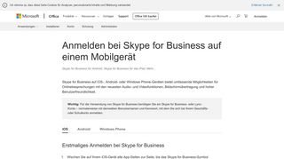 
                            2. Anmelden bei Skype for Business auf einem Mobilgerät - Office-Support