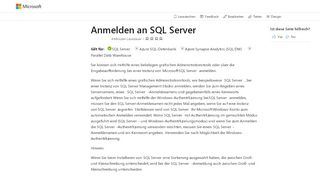 
                            4. Anmelden bei SQL Server - SQL Server | Microsoft Docs