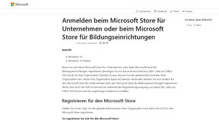 
                            4. Anmelden beim Microsoft Store für Unternehmen oder beim Microsoft ...