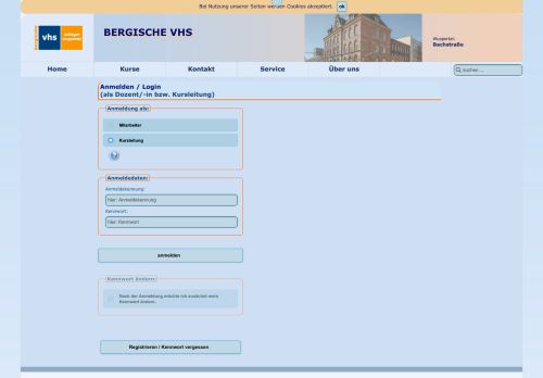 
                            1. Anmelden / Login (als Dozent/-in bzw. Kursleitung) - Bergische-VHS