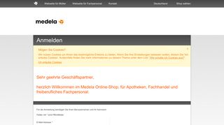 
                            1. Anmelden | Medela Business Shop Deutschland