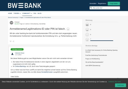 
                            8. Anmeldename/Legitimations-ID oder PIN ist falsch. | BW-Bank Service ...