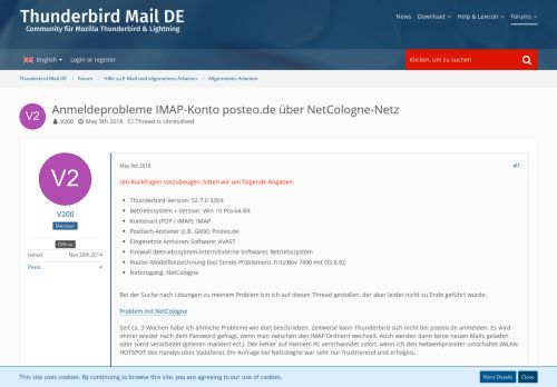 
                            8. Anmeldeprobleme IMAP-Konto posteo.de über NetCologne-Netz ...