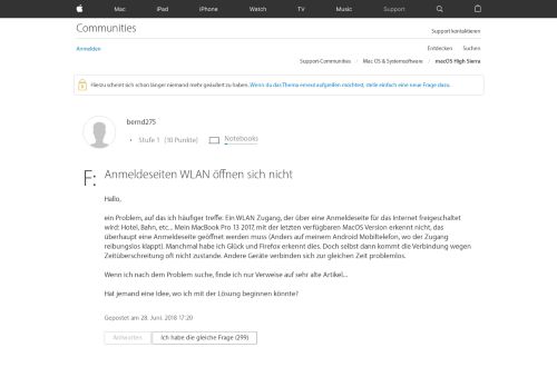 
                            3. Anmeldeseiten WLAN öffnen sich nicht - Apple Community