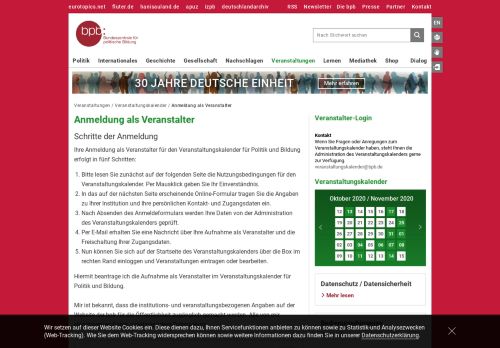 
                            7. Anmeldung als Veranstalter | bpb