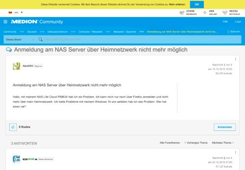 
                            5. Anmeldung am NAS Server über Heimnetzwerk nicht me... - MEDION ...