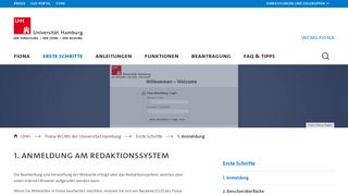 
                            2. Anmeldung am Redaktionssystem : Anleitungen : Universität Hamburg