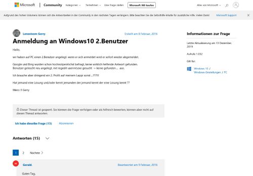 
                            8. Anmeldung an Windows10 2.Benutzer - Microsoft Community