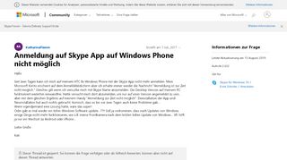 
                            2. Anmeldung auf Skype App auf Windows Phone nicht möglich ...
