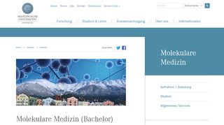
                            11. Anmeldung Bachelor - Studium Molekulare Medizin Innsbruck
