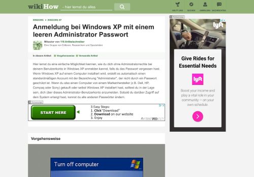 
                            6. Anmeldung bei Windows XP mit einem leeren Administrator Passwort ...