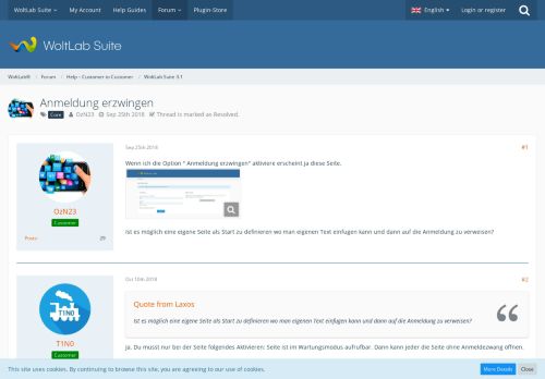 
                            1. Anmeldung erzwingen - WoltLab Suite 3.1 - WoltLab® - Forum