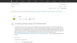 
                            8. Anmeldung fehlgeschlagen mit T-Mobile E-M… - Apple Community