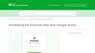 
                            2. Anmeldung in Evernote mit dem Google-Konto – Evernote – Hilfe und ...