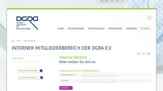 
                            1. Anmeldung - Interner Mitgliederbereich - DGRA e.V. - Deutsche ...
