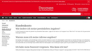 
                            5. Anmeldung / Konto - bei Dussmann das KulturKaufhaus GmbH