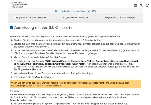 
                            1. Anmeldung mit der JLU-Chipkarte — Hochschulrechenzentrum (HRZ)