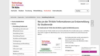 
                            3. Anmeldung Studierende - TH Köln