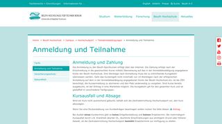 
                            10. Anmeldung und Teilnahme: Beuth Hochschule für Technik Berlin
