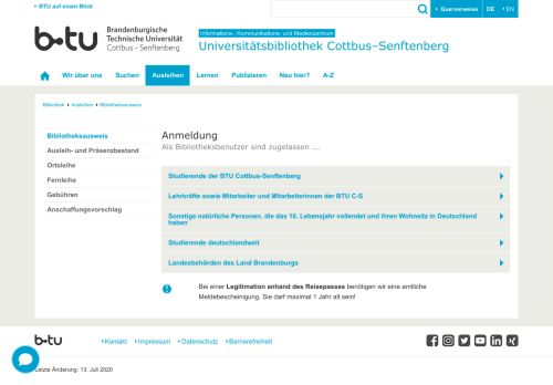 
                            4. Anmeldung : Universitätsbibliothek Cottbus–Senftenberg - BTU ...