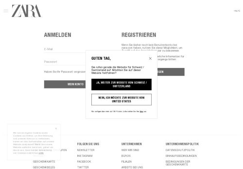 
                            1. Anmeldung - ZARA Schweiz / Switzerland - Offizielle Website