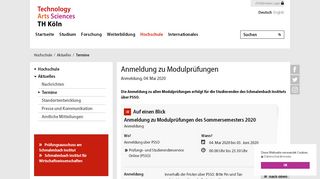 
                            5. Anmeldung zu Modulprüfungen - TH Köln