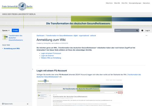 
                            9. Anmeldung zum Wiki - Wikis der Freien Universität Berlin