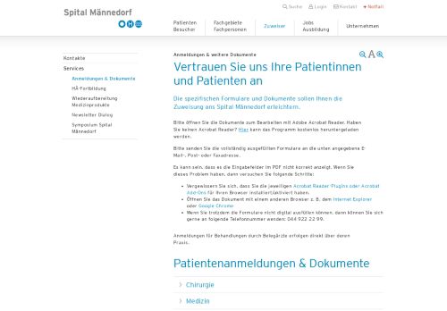 
                            3. Anmeldungen & weitere Dokumente - Spital Männedorf