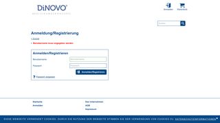 
                            1. Anmeldung/Registrierung - Dinovo Webshop