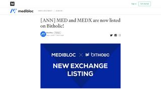 
                            12. [ANN] MED and MEDX are now listed on Bitholic! – ...